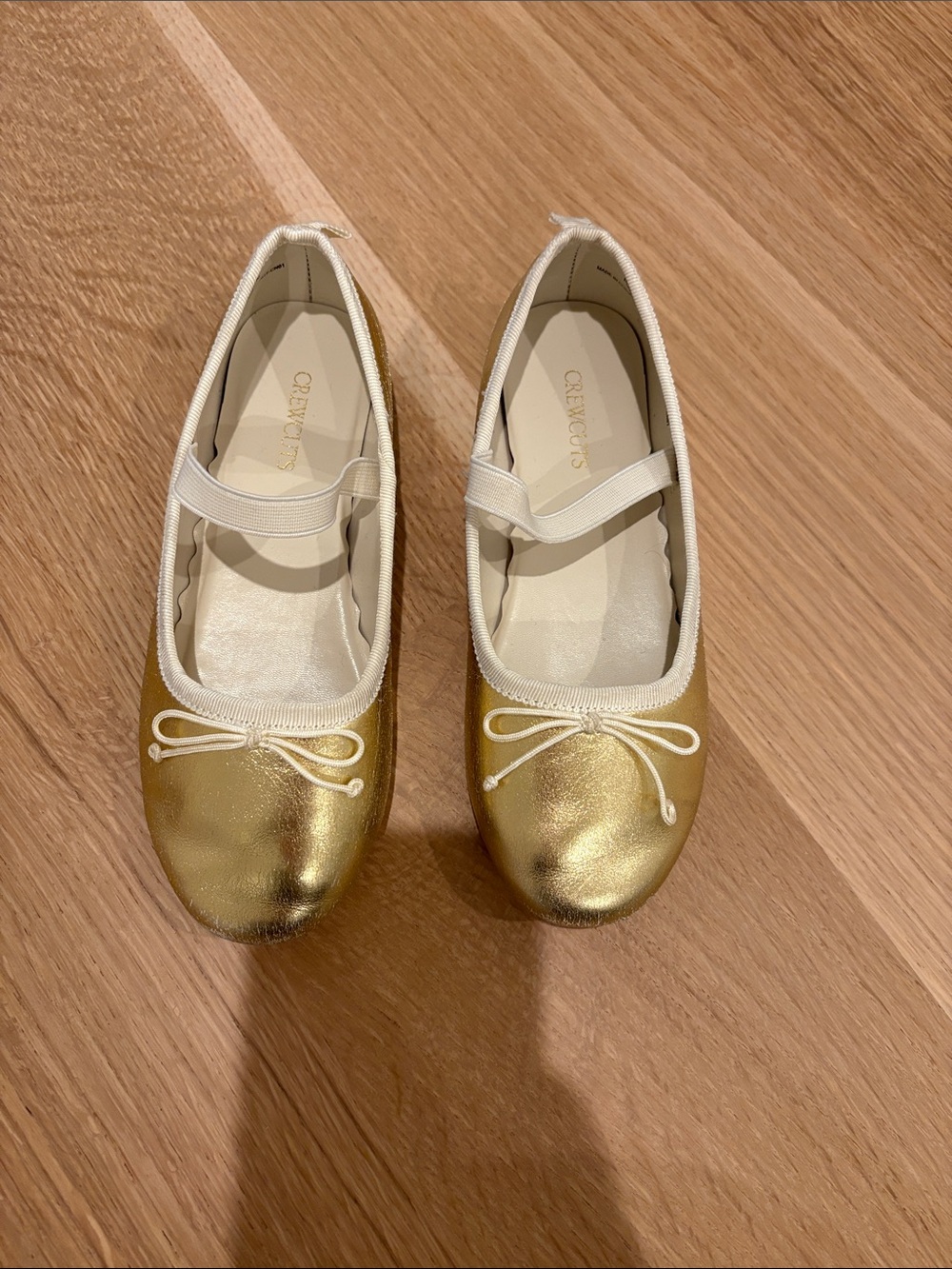 Crewcuts Metallic Gold Ballet Flats with White Trim